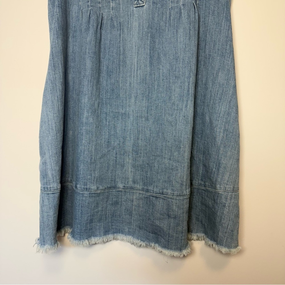 Current/Elliott Blue Denim Sleeveless V-neck Tuck Dress with Pockets Size 2 - Picture 4 of 9